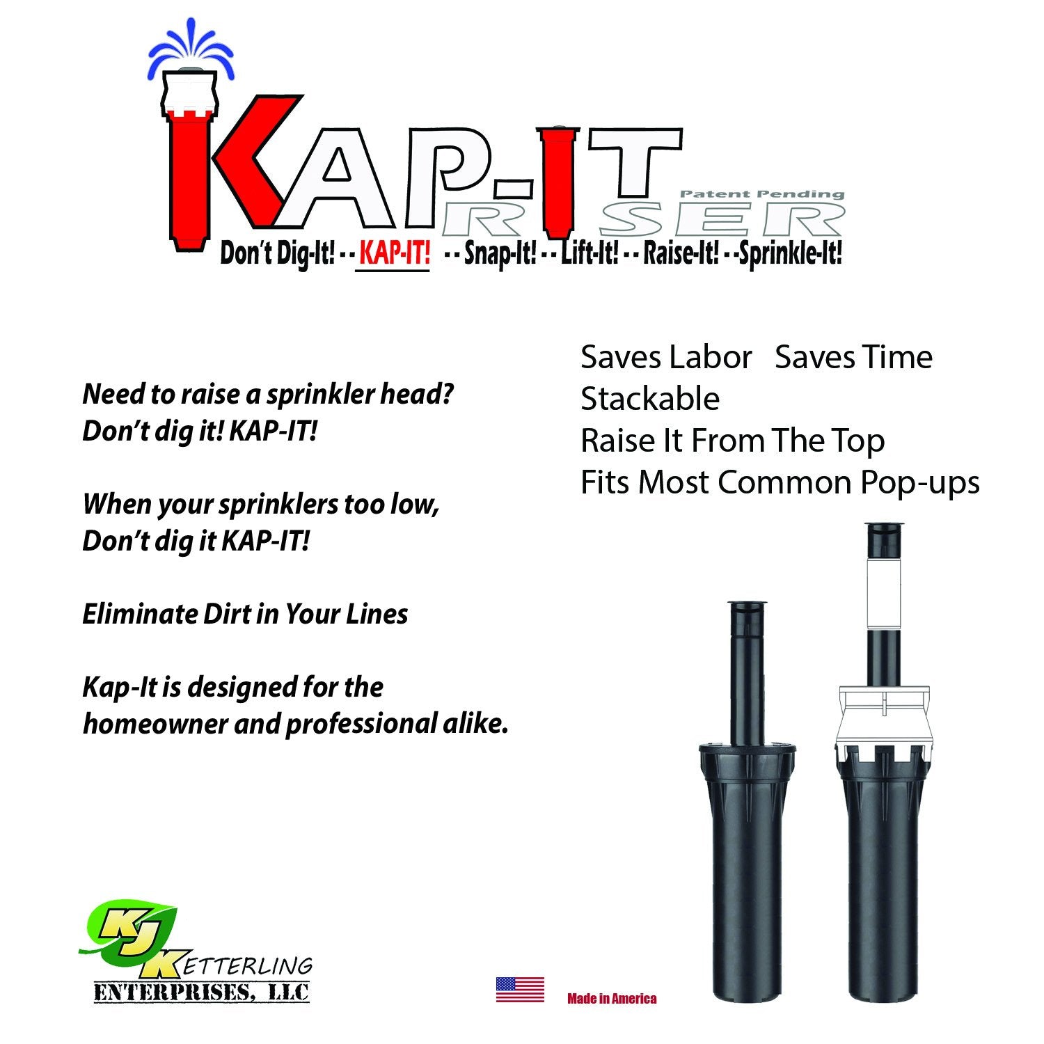 KAP-IT Pop-Up Sprinkler Riser Extension, 1-1/2