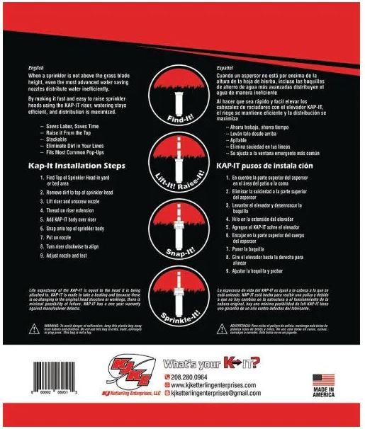 KAP-IT Pop-Up Sprinkler Riser Extension 1-1/2